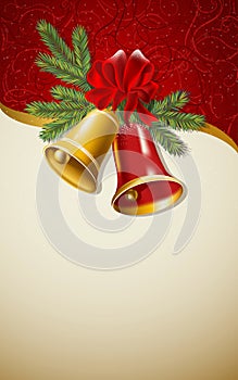 Beige background with Christmas bells. Vector