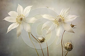 beige background flower vintage concept floral minimal natural pastel mother nature. Generative AI.