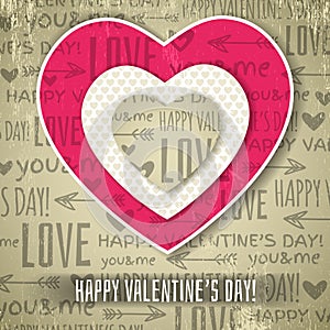 Beige background with red valentine heart and wis