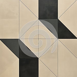 Beige And Black Geometric Pattern: Sculptural Paint With Aerial View