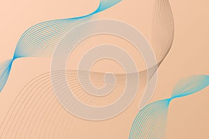 Beige and Blue Abstract Background With Wavy Lines