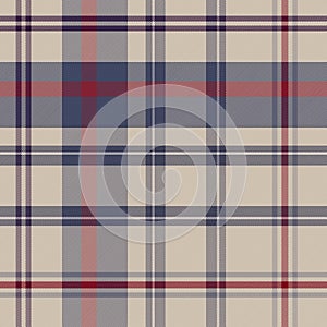 Beige and blue twill plaid on seamless background