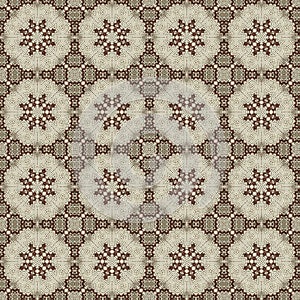 Beige an brown lace background with ornament. Textured pattern. Light and dark colors, pale hues.