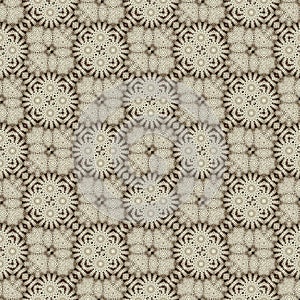 Beige an brown lace background with ornament. Textured pattern. Light and dark colors, pale hues.