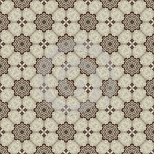 Beige an brown lace background with ornament. Textured pattern. Light and dark colors, pale hues.