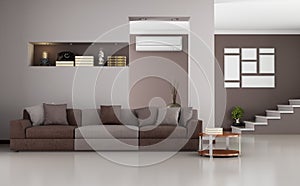 Beige and brown modern living room