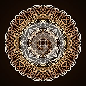 Beige and brown round floral element