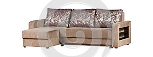 Beige brown sofa isolated on white background