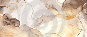 Beige, brown watercolor fluid painting vector background design. Dusty pastel, neutral and golden marble. photo