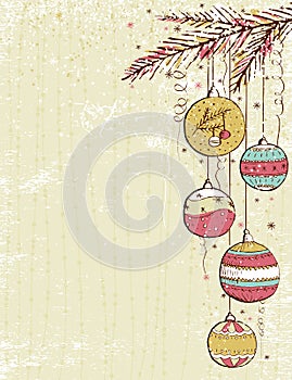 Beige christmas background with christmas balls