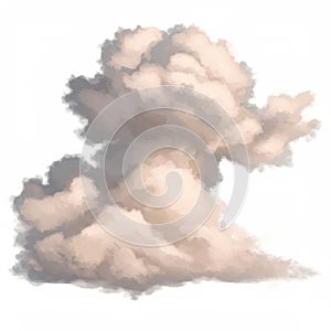 Beige Cloud of Smoke or Dust Isolated on White Background Illustration