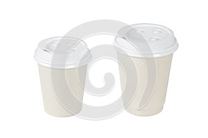 Beige coffee cups isolated photo