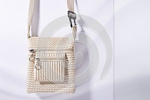 Beige color hanging ladies purse