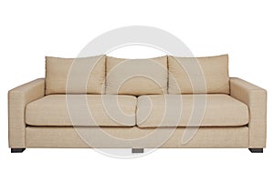 Beige couch on white
