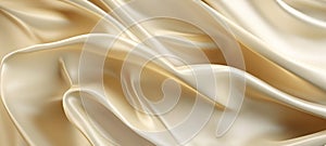 Beige cream, shiny satin silk swirl wave background - Abstract textile fabric backdrop texture, Generative Ai