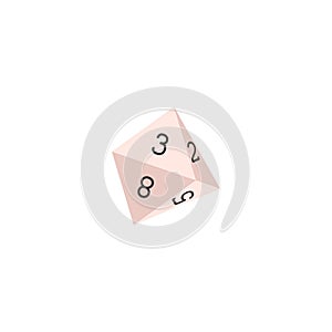 Beige dice board game element flat style, vector illustration