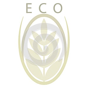Beige ear sign. Eco logo. Vector illustration photo