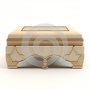 Beige Elegant Gilded Ottoman 3d Gold Model With White Surface photo