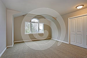 Beige empty room interior with closet