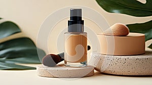 Beige Foundation Display with Leaves
