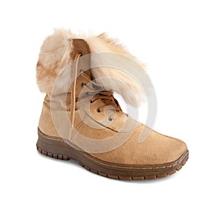 Beige fur boot