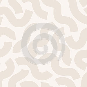 Beige geometric lines seamless pattern. Wavy squiggle shapes texture background