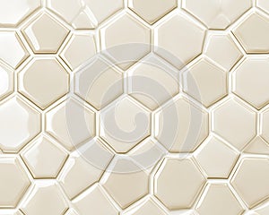 Cream Hexagon Tile Pattern Background Glossy.
