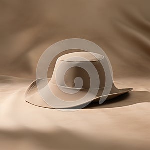 Beige Hat On Tan Surface: Daz3d Style With Subtle Shading photo