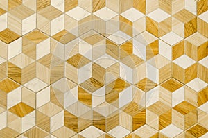 Beige hexagon ceramic tile. abstract texture decorative wall tile, geometric cubes tiles background