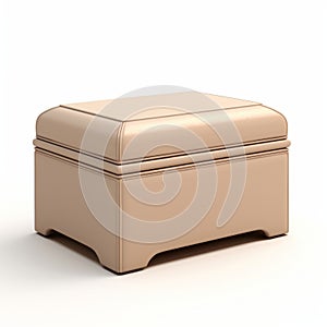 Beige Leather Ottoman With Open Storage - 3d Model photo