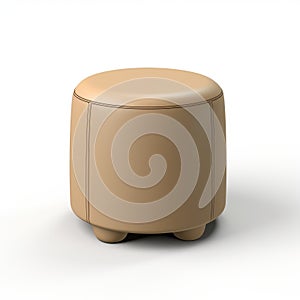 Beige Leather Ottoman: Realistic 3d Render Of Stool Literature