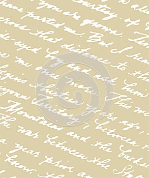 Beige letter paper background with white handwriting calligraphic text