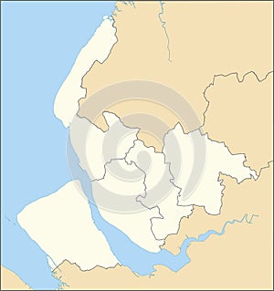 Beige metropolitan boroughs map of MERSEYSIDE, ENGLAND