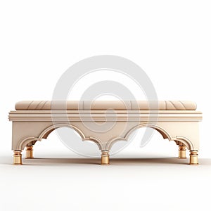 Beige Ottoman Architecture Bench With Gold Legs - 3d Render