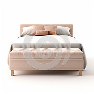 Beige Ottoman Bed With Bench - High Detailed 3d Render