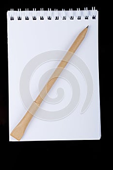 Beige pen mockup design and empty notebook place for writting