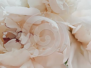 Beige peony flower as abstract floral background for holiday branding