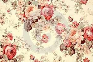 Beige pink seamless pattern rose flower