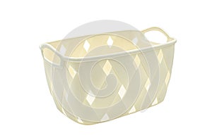 Beige plastic basket on isolated background