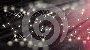 Beige Red and Black Blurred Connected Lines and Dots Background Design