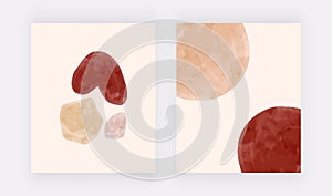 Beige and red watercolor shapes design backgrounds