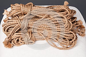 Beige ropes for bondage