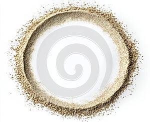 Beige Sand Circle Frame on White Background