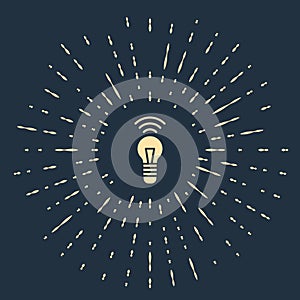Beige Smart light bulb system icon isolated on blue background. Energy and idea symbol. Internet of things concept with