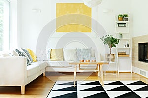 Beige sofa in warm interior