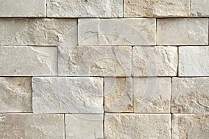 Beige stone wall with textured surface pattern. AI generative