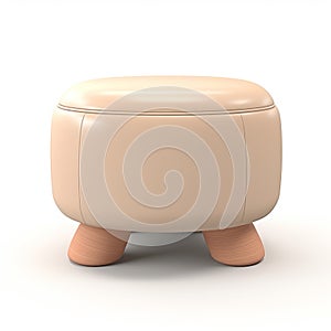 Beige Stool With Ottoman: 3d Render On White Background photo