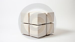Beige Stool In The Style Of Modular Constructivism At Snc Studio