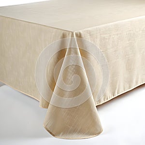 Beige tablecloth isolated on white background