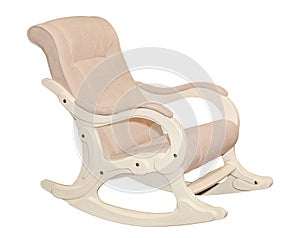 Beige textile rocking chair isolated